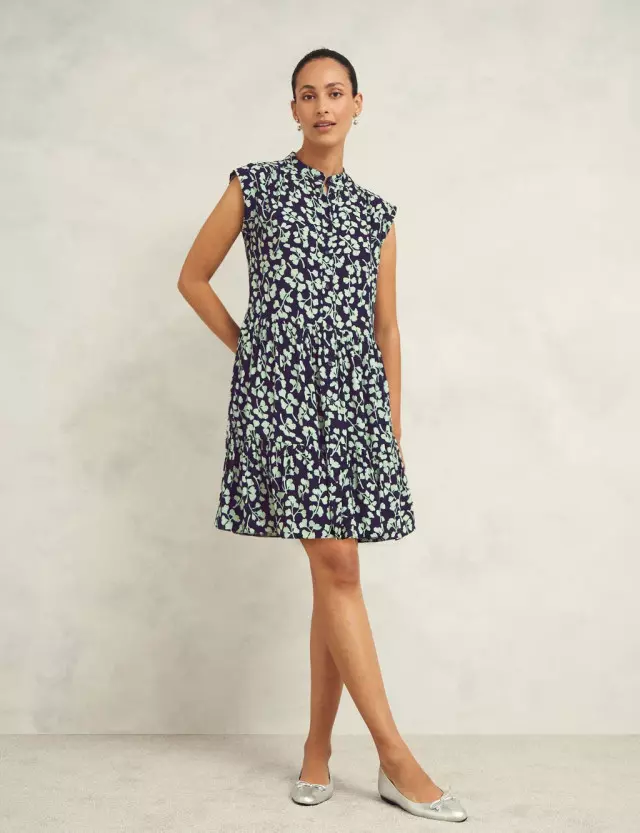 Hobbs Women's Linen Blend Floral Knee Length Shift Dress 