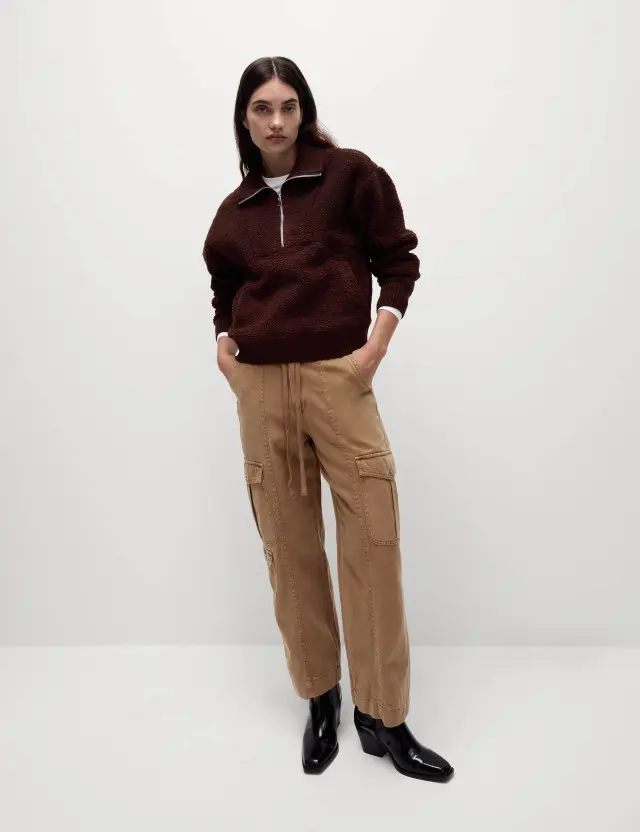 M&S Women's Twill Cargo Drawstring Trousers 