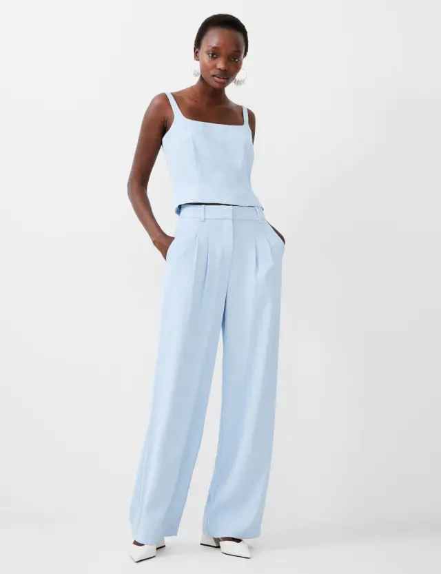 French Connection Women's Pleat Front Wide Leg Trousers 