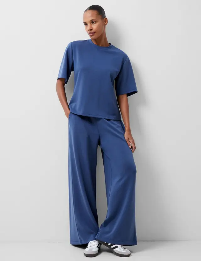 French Connection Women's Pintuck Flared Wide Leg Trousers 