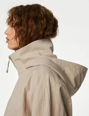 M&S Women's Stormwear™ Funnel Neck Longline Raincoat 