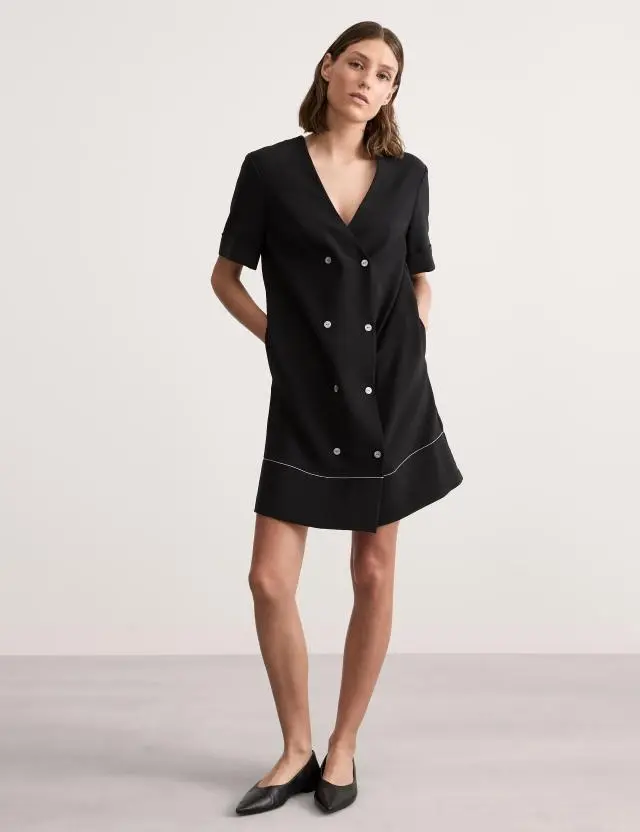 Jaeger Women's Crepe Button Button Detail Mini Shift Dress 