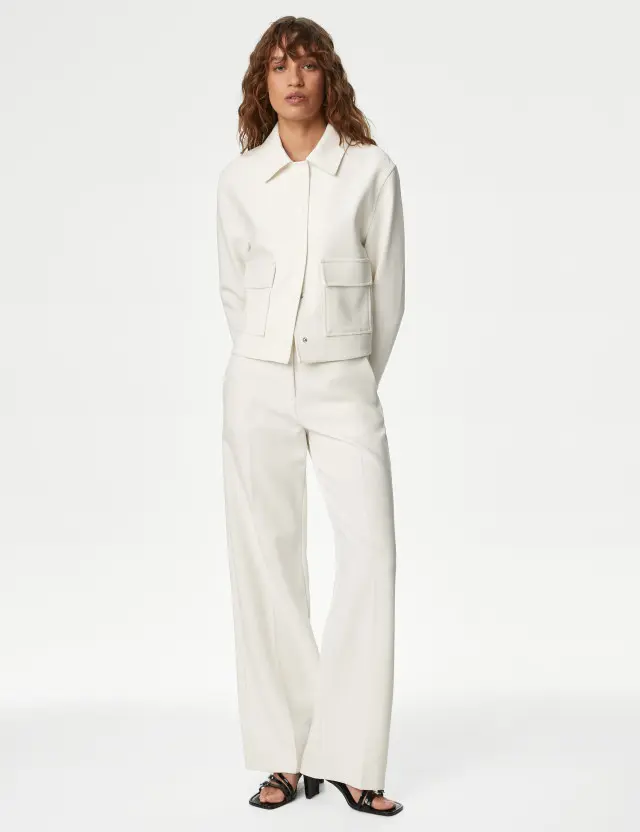 M&S Women's Twill Tailored Wide Leg Trousers 