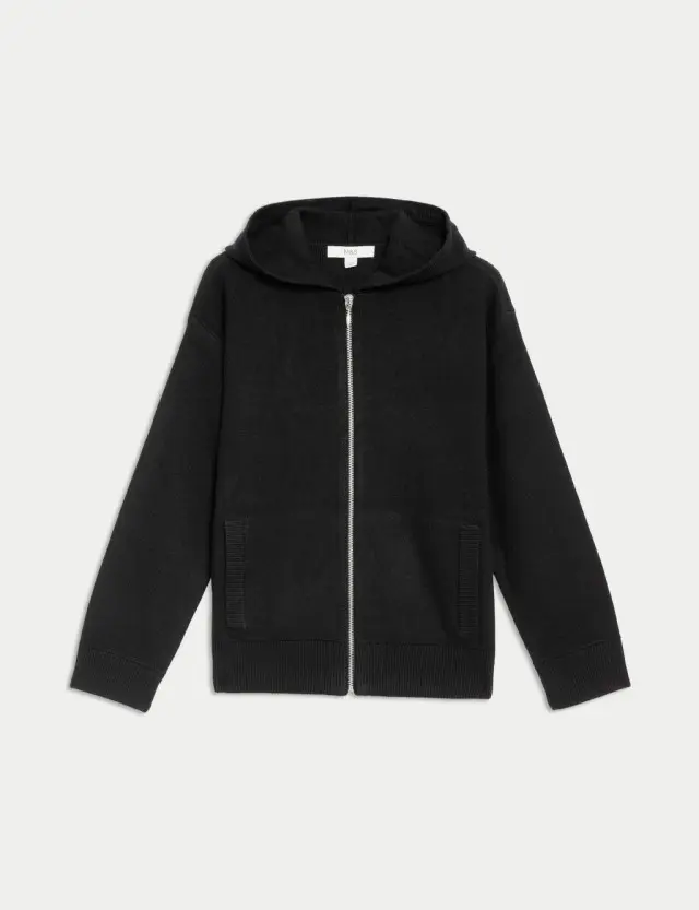 M&S Women's Soft Touch Knitted Zip Up Hoodie 