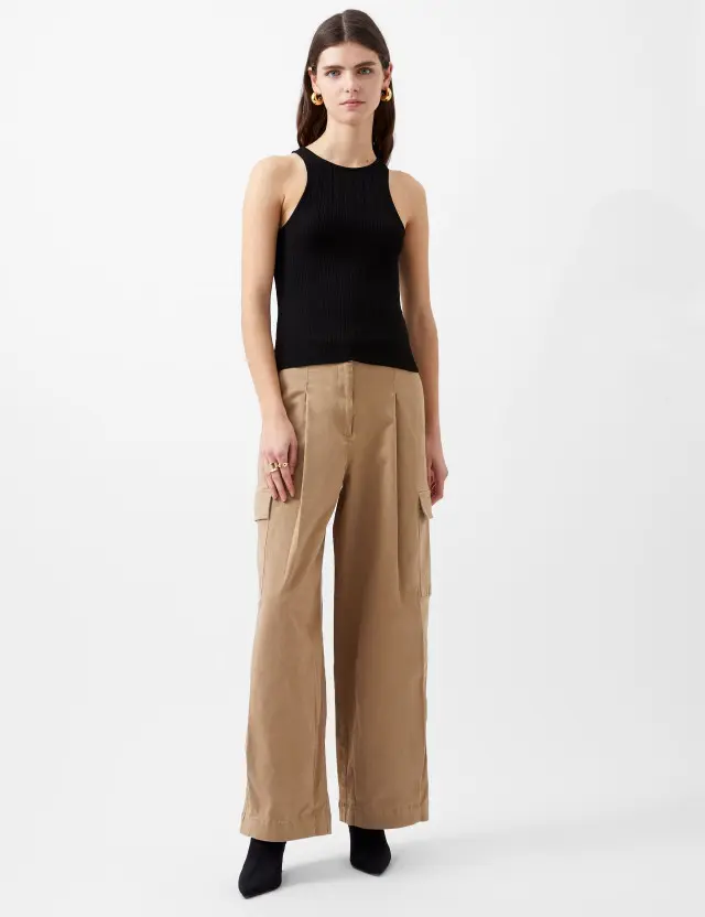 French Connection Women's Cotton Rich Cargo Straight Leg Trousers 