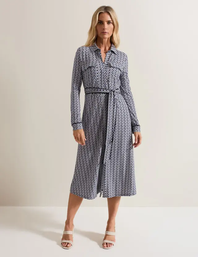 Phase Eight Women's Geometric Midi Shirt Dress 