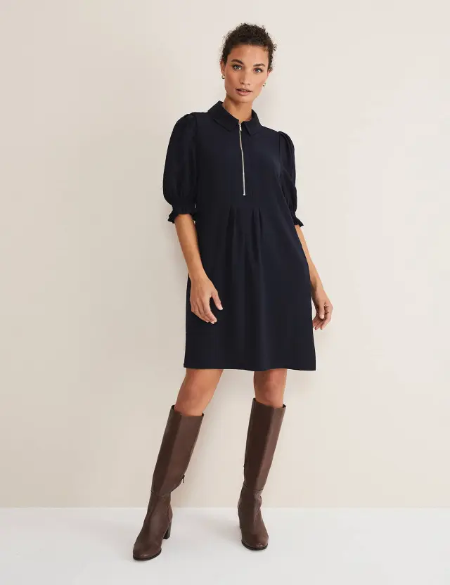 Phase Eight Women's Zip Neck Mini Smock Dress