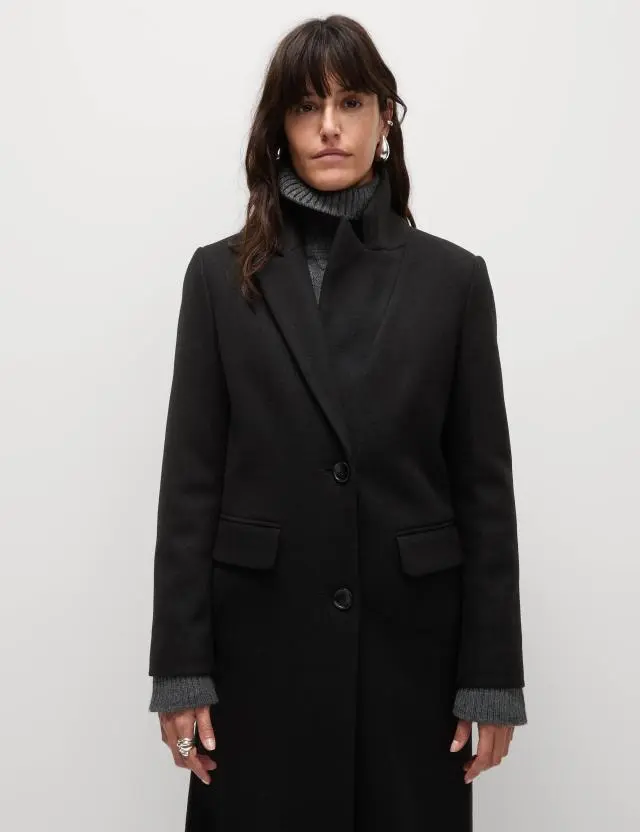 M&S Women's Single Breasted Longline Tailored Coat 