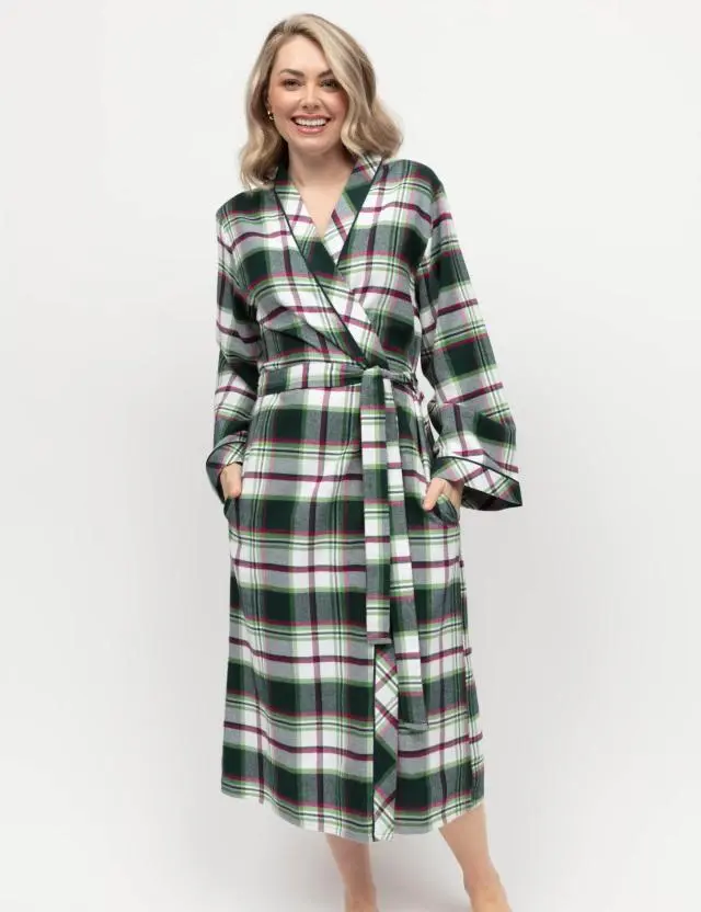 Cyberjammies Women's Pure Cotton Checked Dressing Gown 