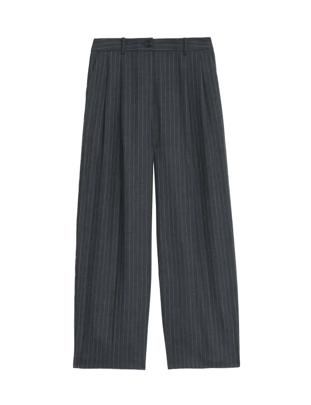 Autograph Women's Wool Blend Pinstripe Tapered Trousers 