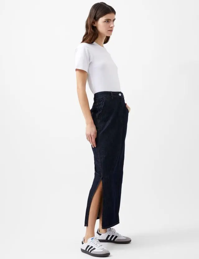 French Connection Women's Denim Side Split Maxi Skirt 