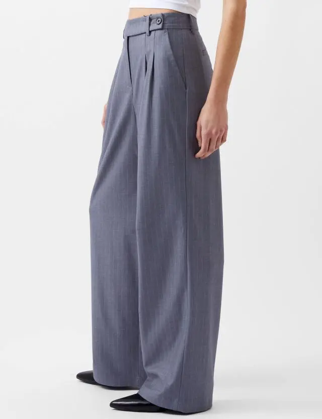 French Connection Women's Pinstripe Wide Leg Trousers 