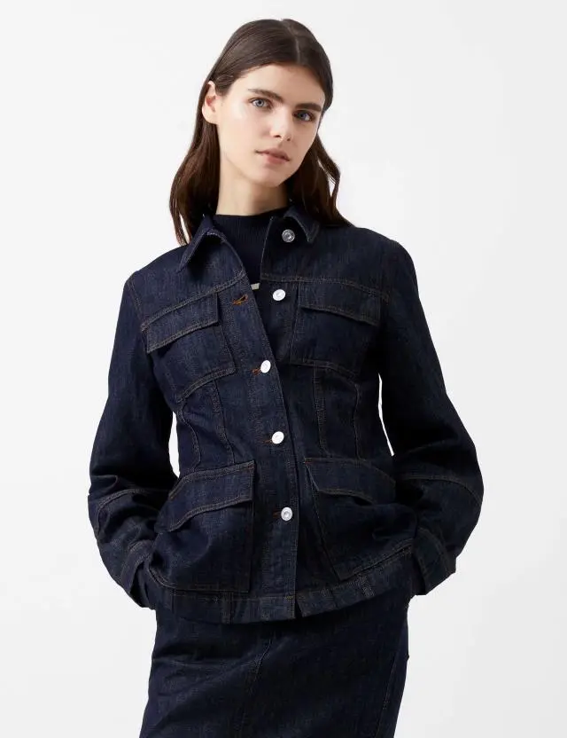 French Connection Women's Denim Collared Jacket 