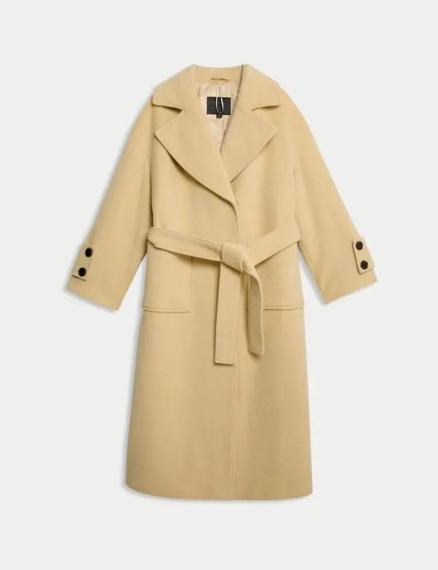 Autograph Women's Wool Rich Belted Longline Wrap Coat 