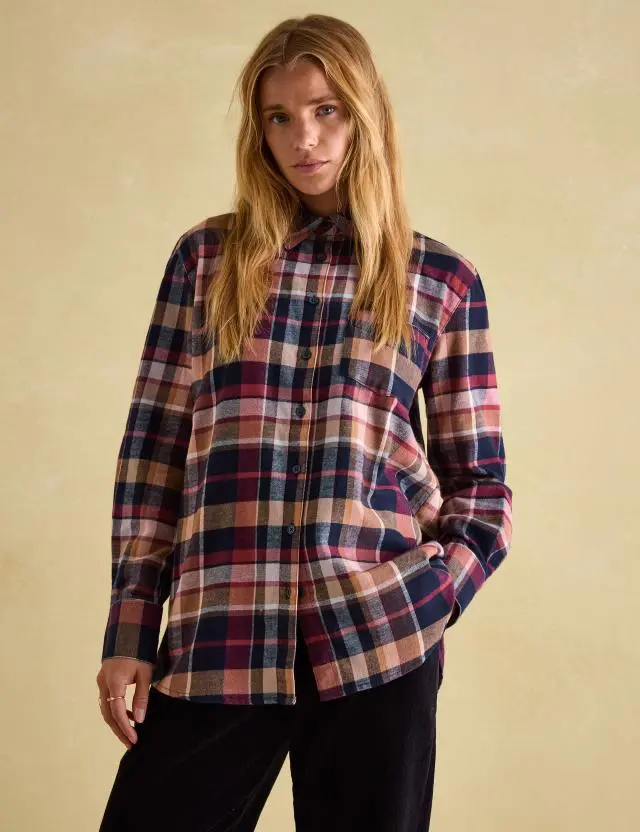 Joules Women's Brushed Pure Cotton Checked Shirt 