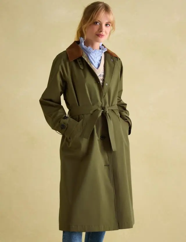 Joules Women's Cotton Rich Waterproof Belted Trench Coat 