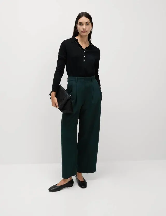 M&S Women's Pleat Front Wide Leg Trousers 