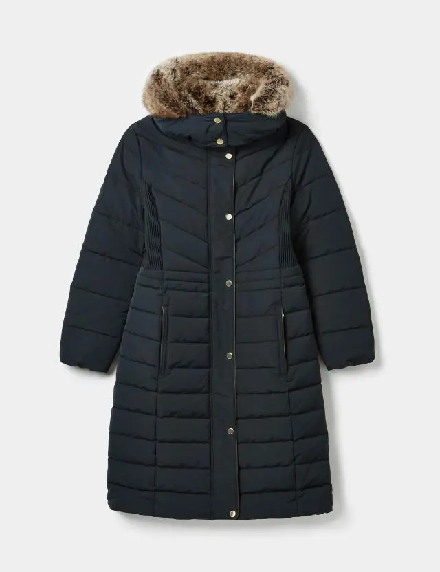 Joules Women's Showerproof Padded High Hooded Parka Coat 