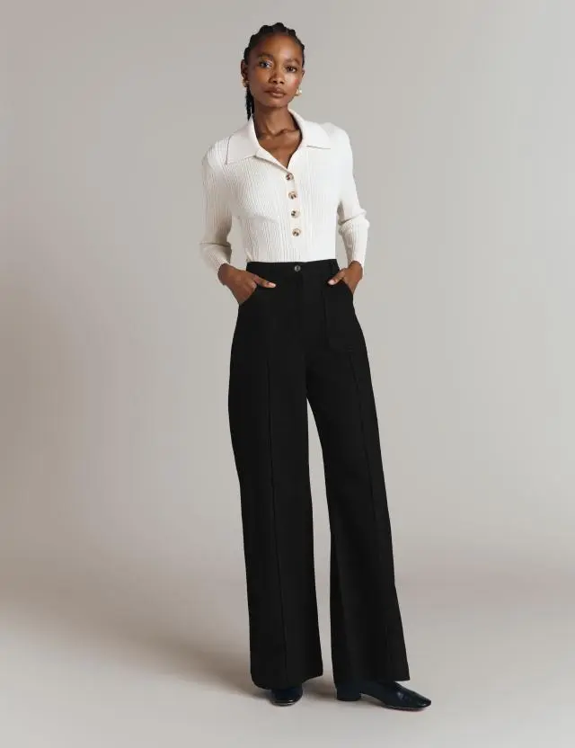 Ghost Women's Cotton Rich Wide Leg Trousers 