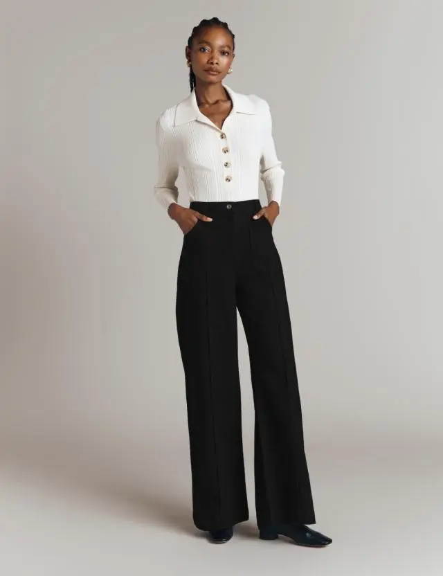 Ghost Women's Cotton Rich Wide Leg Trousers 