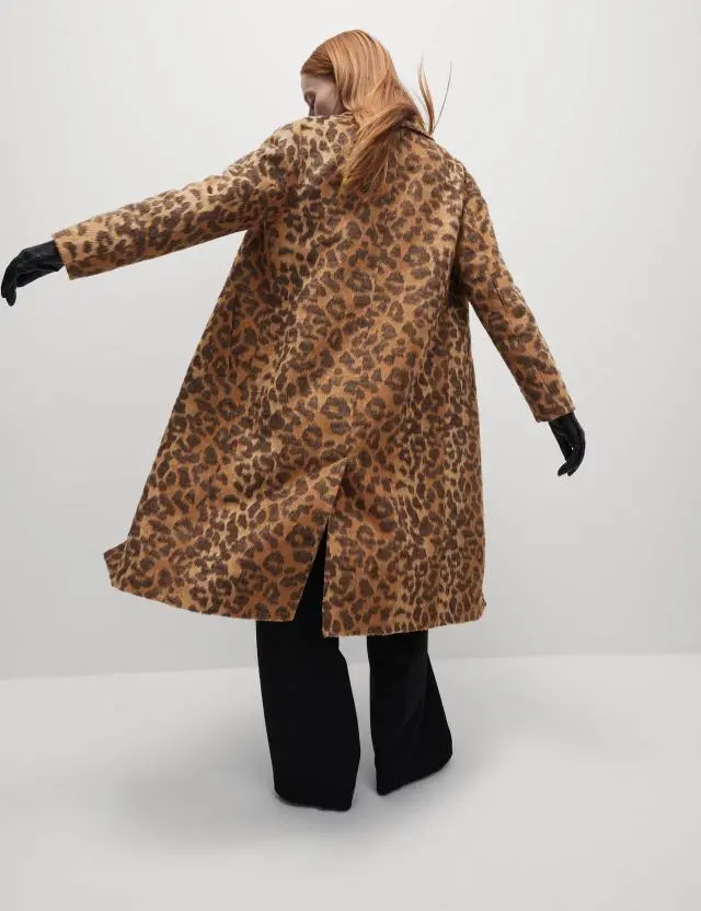 M&S Women's Animal Print Longline Coat With Wool 