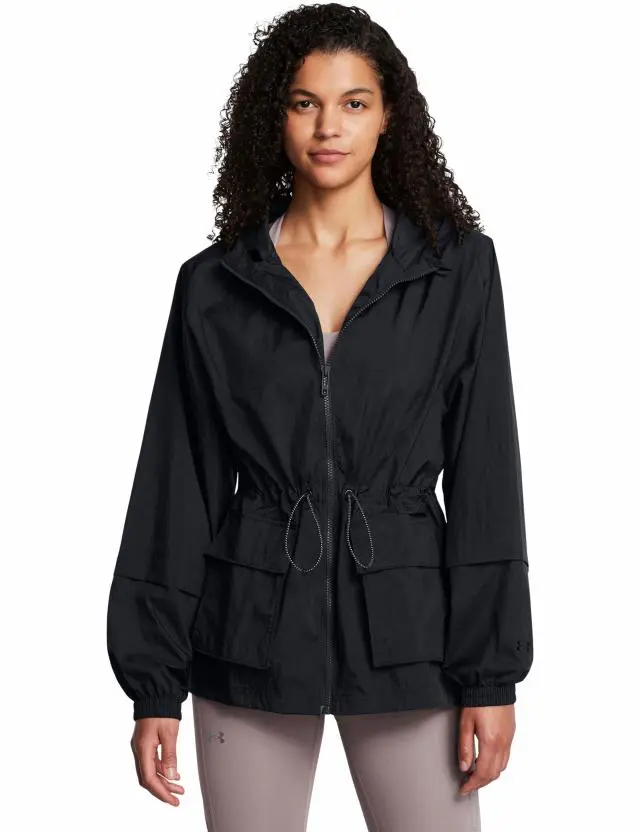 Under Armour Women's Crinkle Woven Zip Up Hooded Sports Jacket