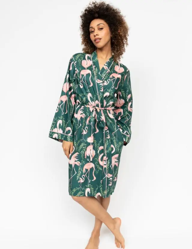 Cyberjammies Women's Cotton Modal Flamingo Print Dressing Gown 