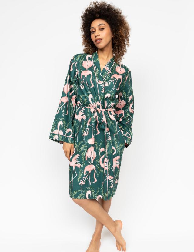 Cyberjammies Women's Cotton Modal Flamingo Print Dressing Gown 