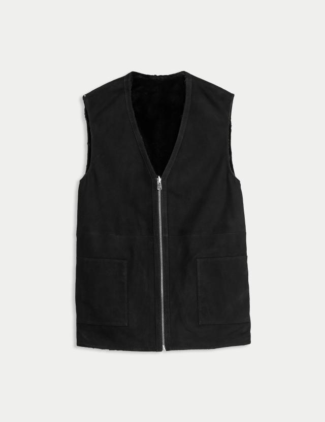 Autograph Women's Suede Reversible Faux Fur Lined Gilet