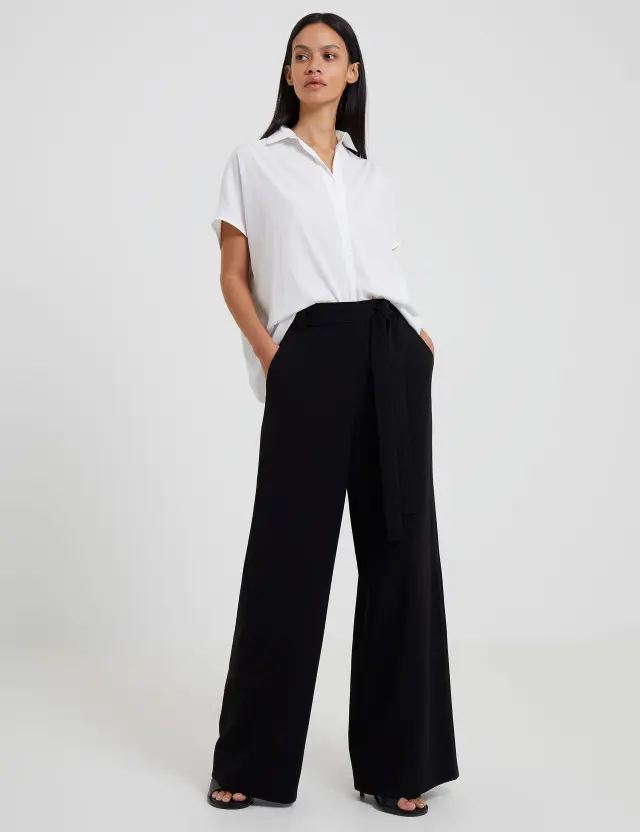 French Connection Women's Belted Relaxed Wide Leg Trousers 