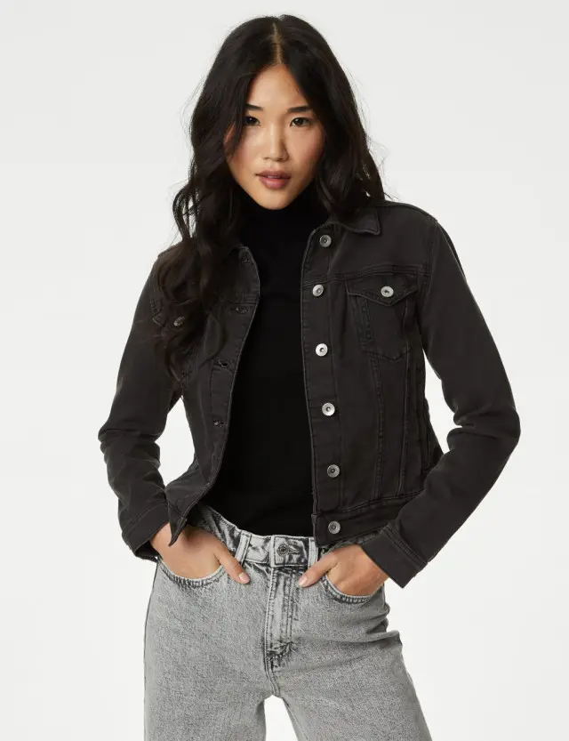 M&S Women's Cotton Rich Denim Jacket With Stretch 