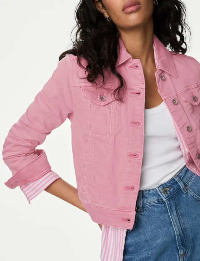 M&S Women's Cotton Rich Denim Jacket with Stretch 