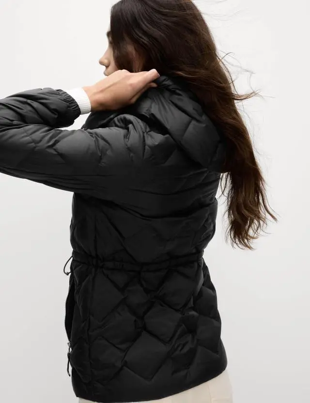 M&S Women's Feather & Down Quilted Hooded Puffer Jacket 