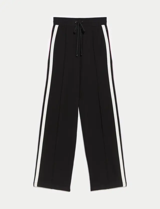 M&S Women's Jersey Side Stripe Wide Leg Trousers 