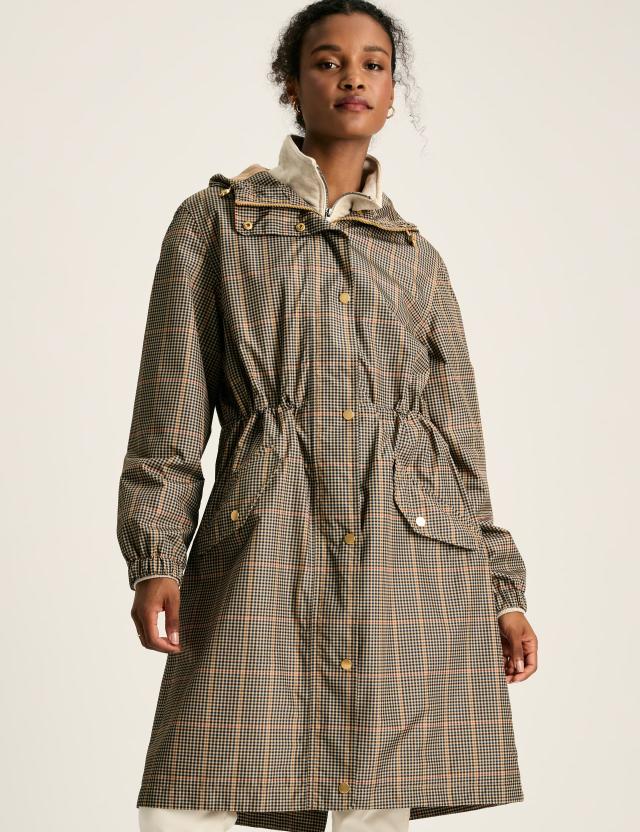 Joules Women's Waterproof Checked Lightweight Raincoat 