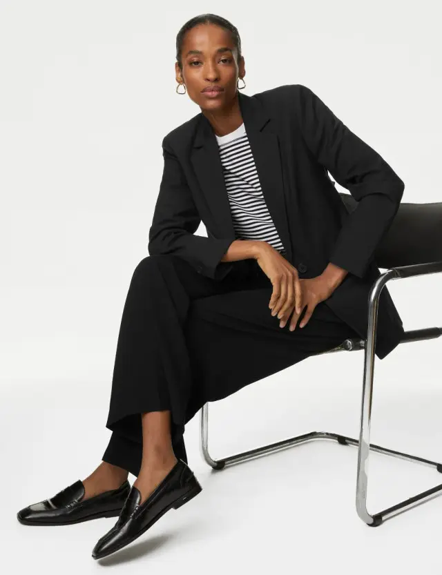 Autograph Women's Wool Blend Single Breasted Blazer with Silk 