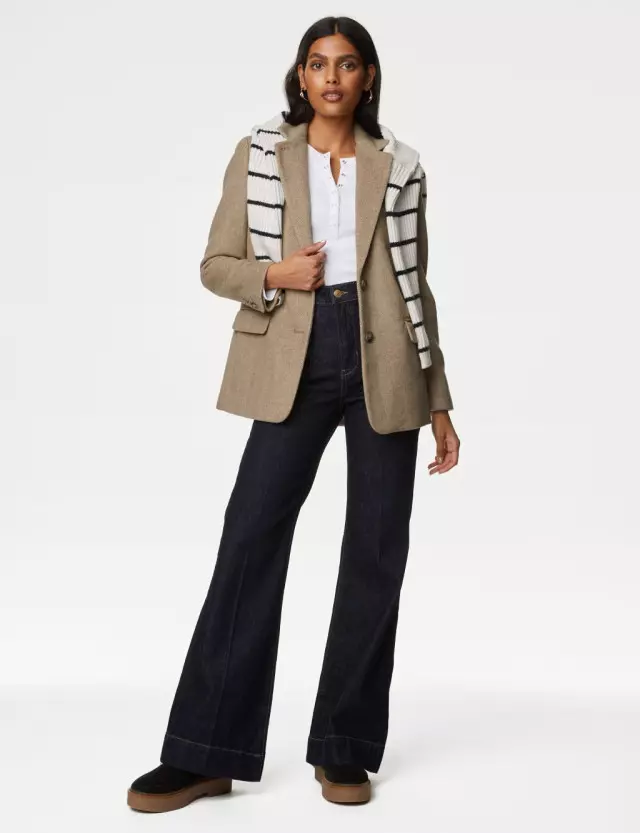 M S Womens Tailored Herringbone Blazer