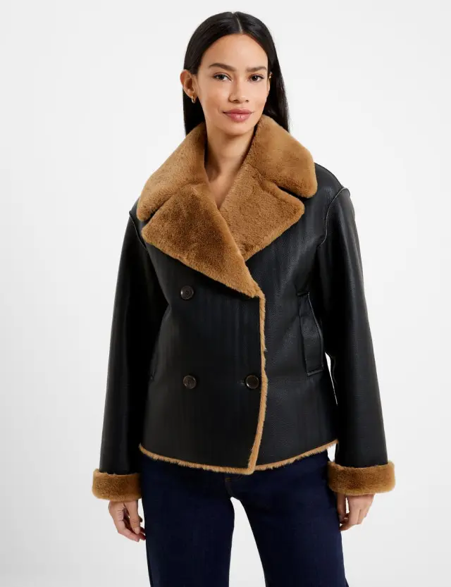 French Connection Women's Faux Leather Short Jacket 