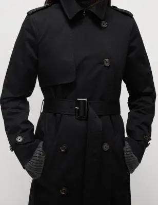 M&S Women's Cotton Rich Belted Longline Trench Coat 