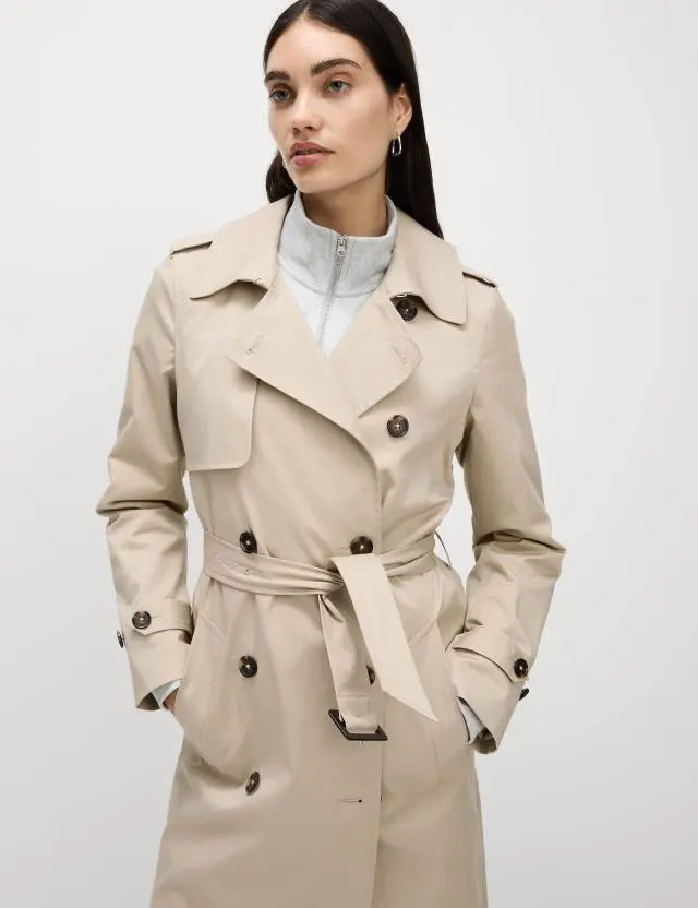 M&S Women's Cotton Rich Belted Longline Trench Coat 