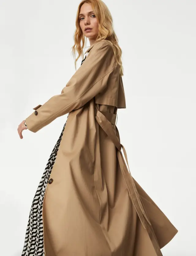 M&S Women's Cotton Rich Belted Longline Trench Coat 