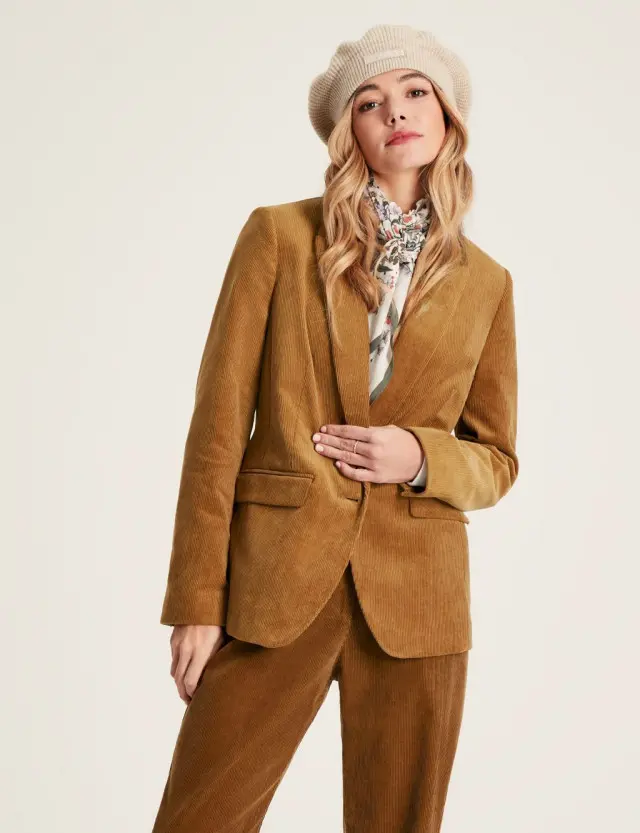 Joules Women's Cord Tailored Single Breasted Blazer 