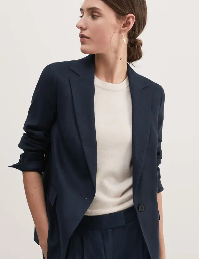 Jaeger Women's Linen Blend Single Breasted Blazer 