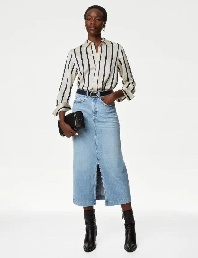 M&S Women's Denim Midi Skirt 