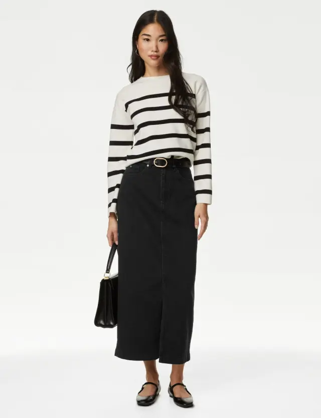 M&S Women's Denim Midi Skirt 