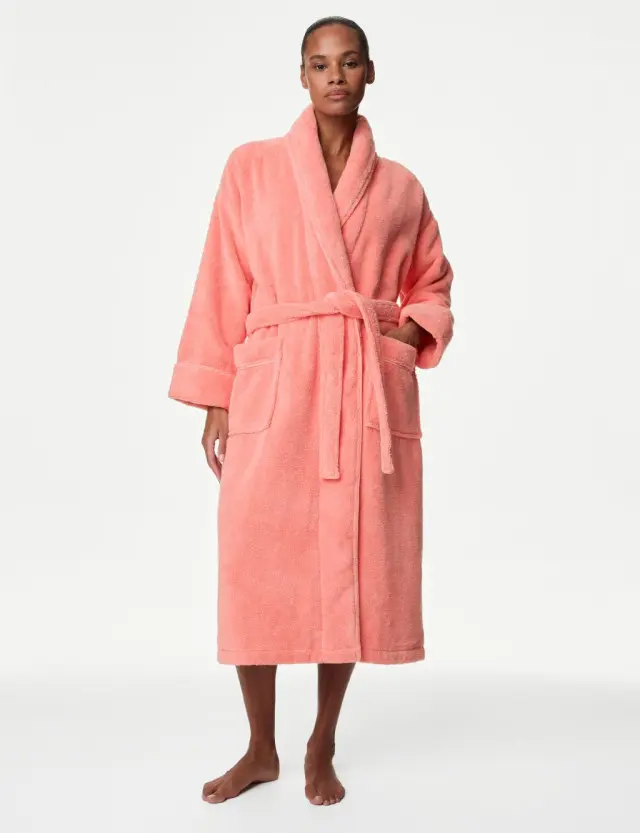 M&S Women's Pure Cotton Towelling Dressing Gown 