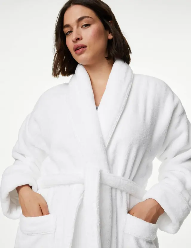 M&S Women's Pure Cotton Towelling Dressing Gown 