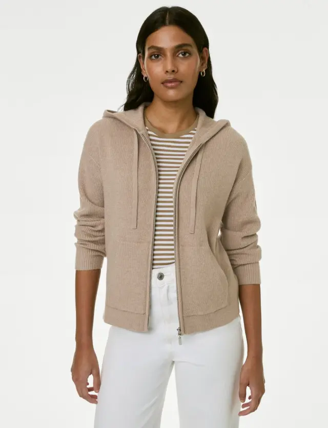 M&S Women's Soft Touch Zip Up Hoodie 
