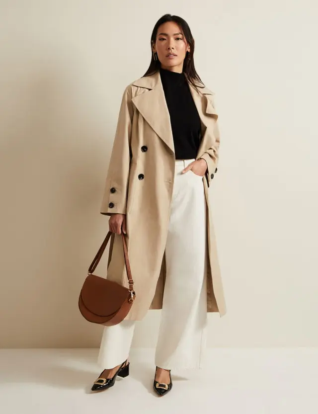 Phase Eight Women's Cotton Rich Belted Collared Trench Coat 