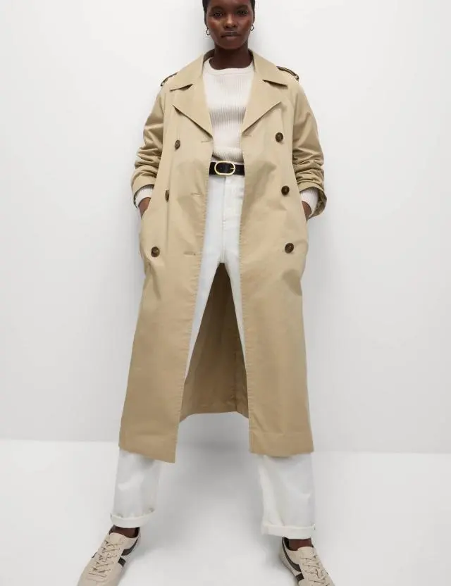 M&S Women's Cotton Rich Longline Trench Coat 